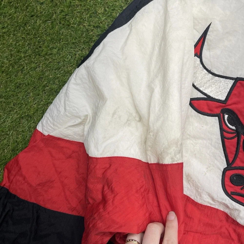 Vintage Apex One Chicago Bulls Jacket Mens Large NBA VTG Black Zip Up 90s